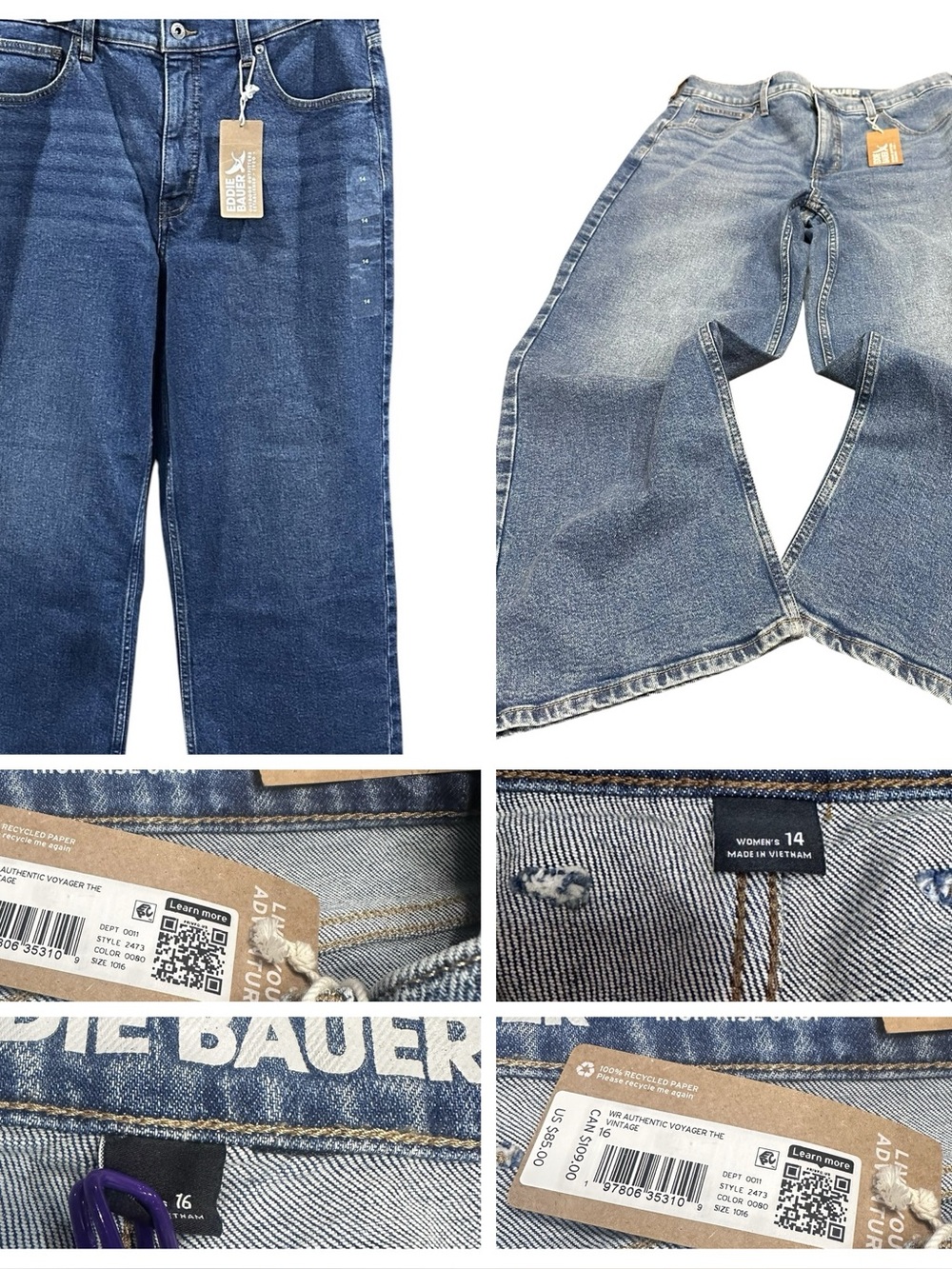 High Rise Crop Eddie Bauer Authentic Voyager Jeans Women Size 14  or 16 stretchy